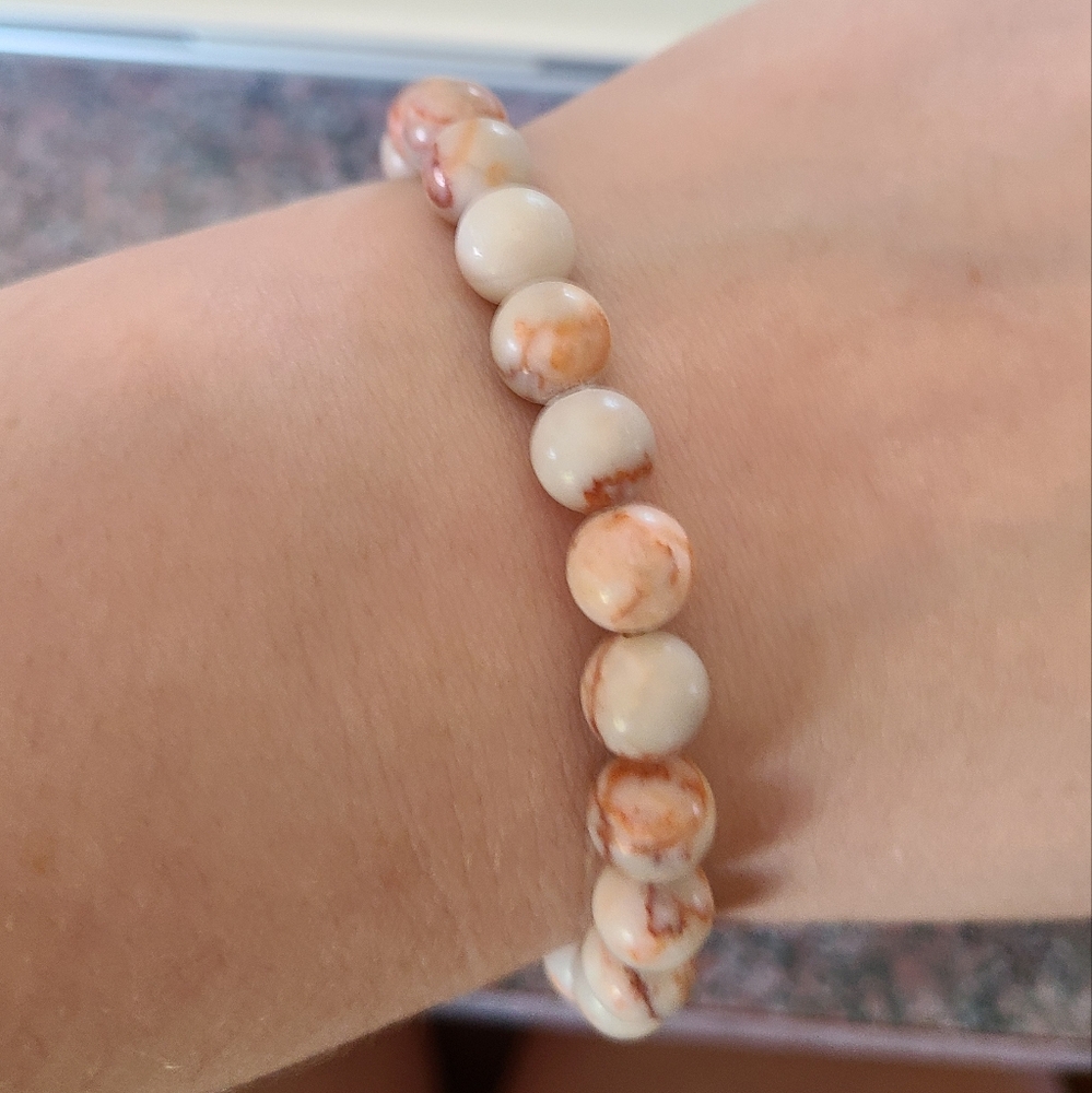 Red Picasso Gemstone Bracelet Red/White - Picture 4 of 5